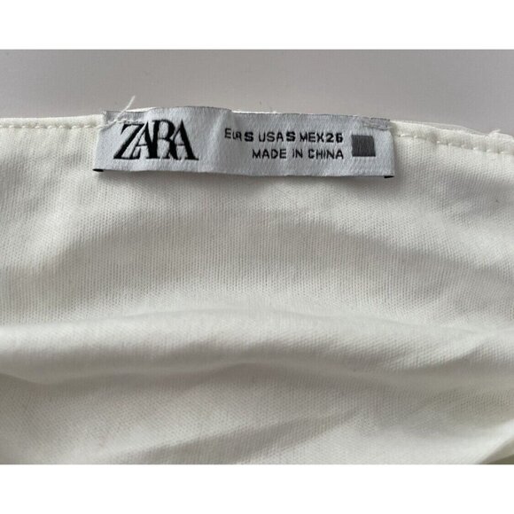 Zara Camisole Top Small Daisy Floral Ruched Draped Straps Elastic - Picture 4 of 5